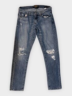 Lucky Brand Sienna Slim Boyfriend Jeans Distressed Medium Wash Size 25